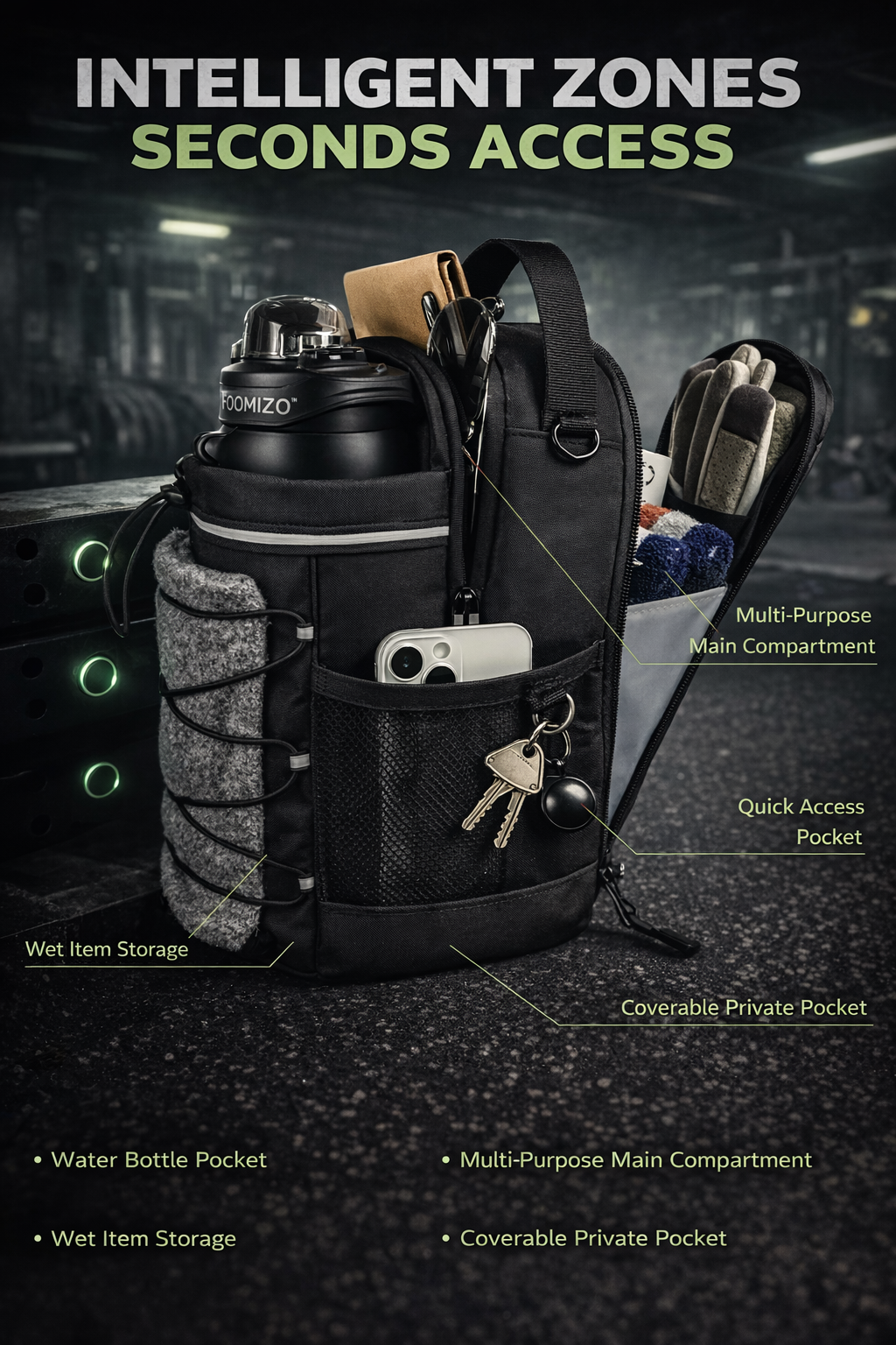 FOOMIZO™ Magnetic Gym Bag